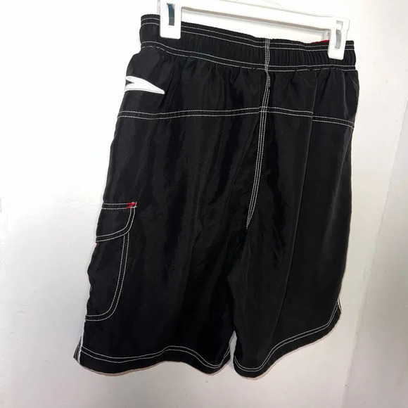 Speedo, M, black, red, white cargo board shorts, tie, mesh lined swim trunks - Picture 4 of 9